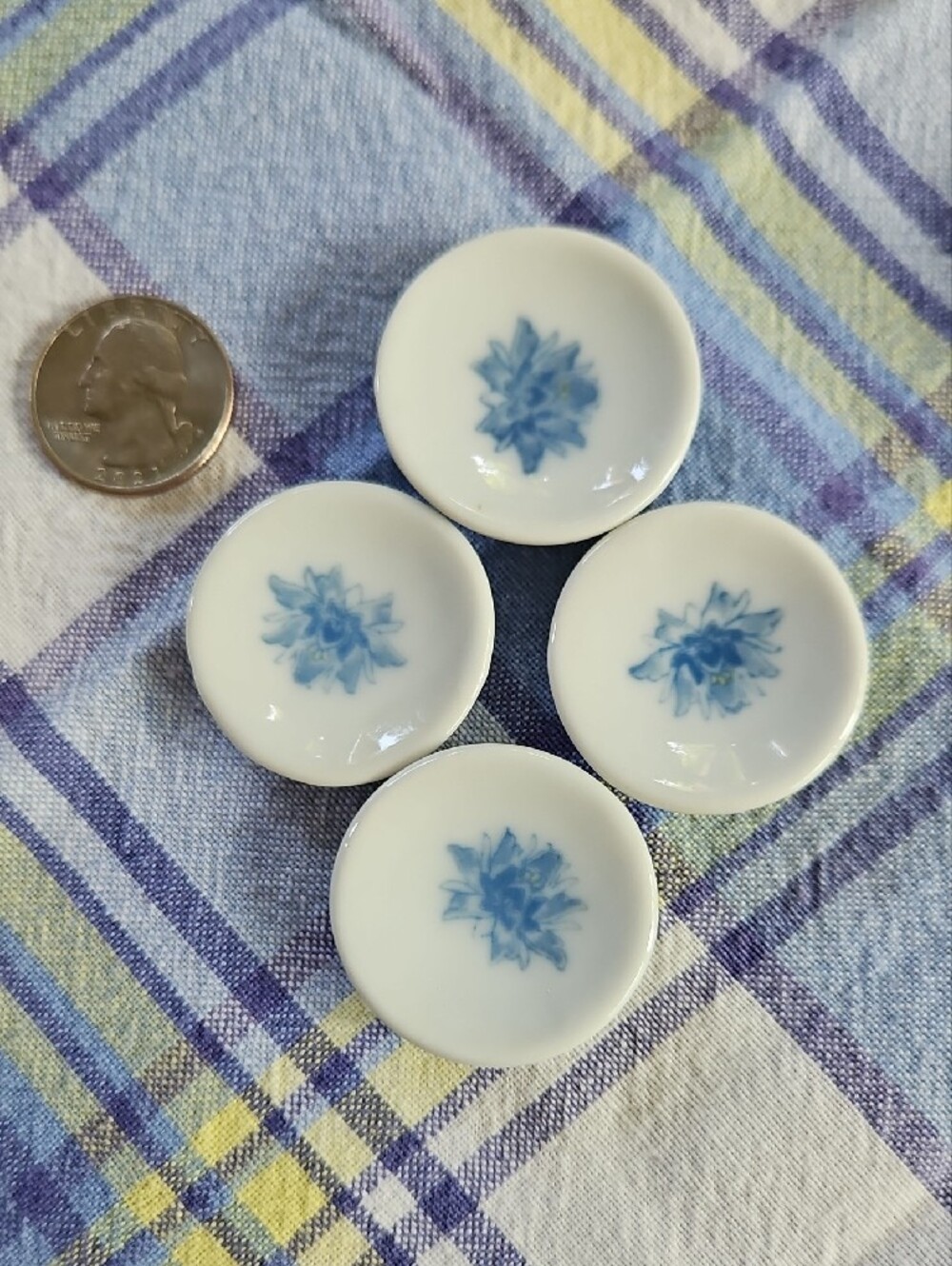 VTG 13 PC Miniature Ceramic Tea Set with Blue Floral Motif - Picture 3 of 11
